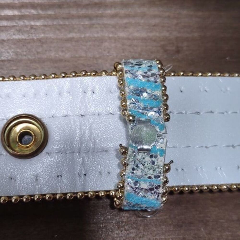 Blue Pearl Sparkle Statement Belt Unmarked - Picture 16 of 16
